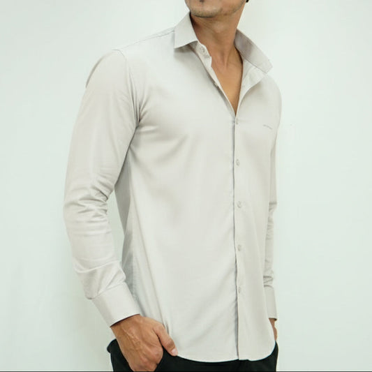 Beige Cotton Satin Shirt