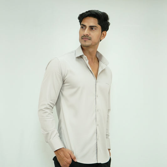 Light Beige Cotton Satin Shirt