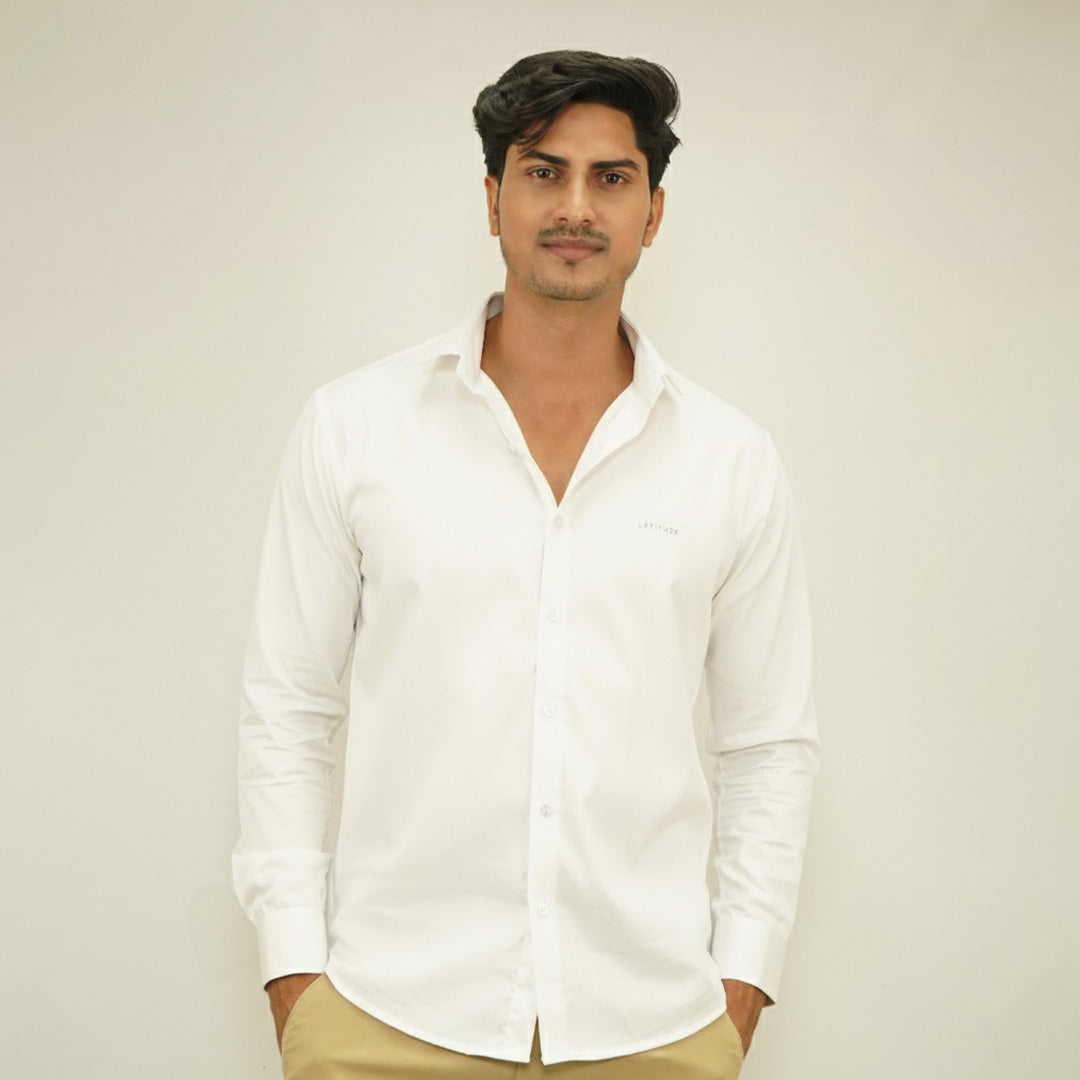 White Cotton Satin Shirt