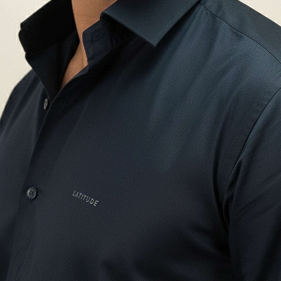 Midnight Blue Cotton Satin Shirt