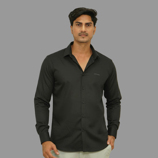 Black Cotton Satin Shirt