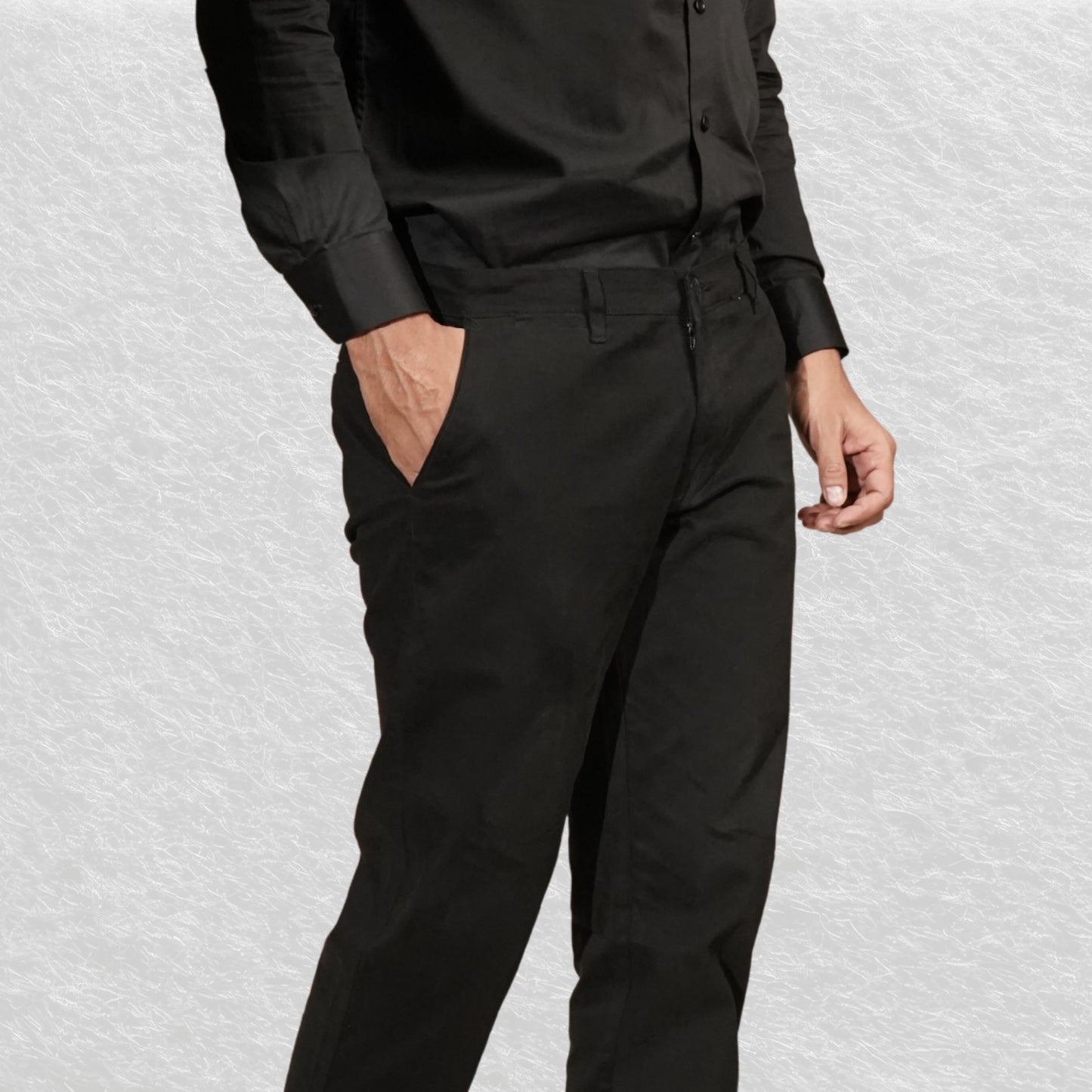 Black Cotton Chinos