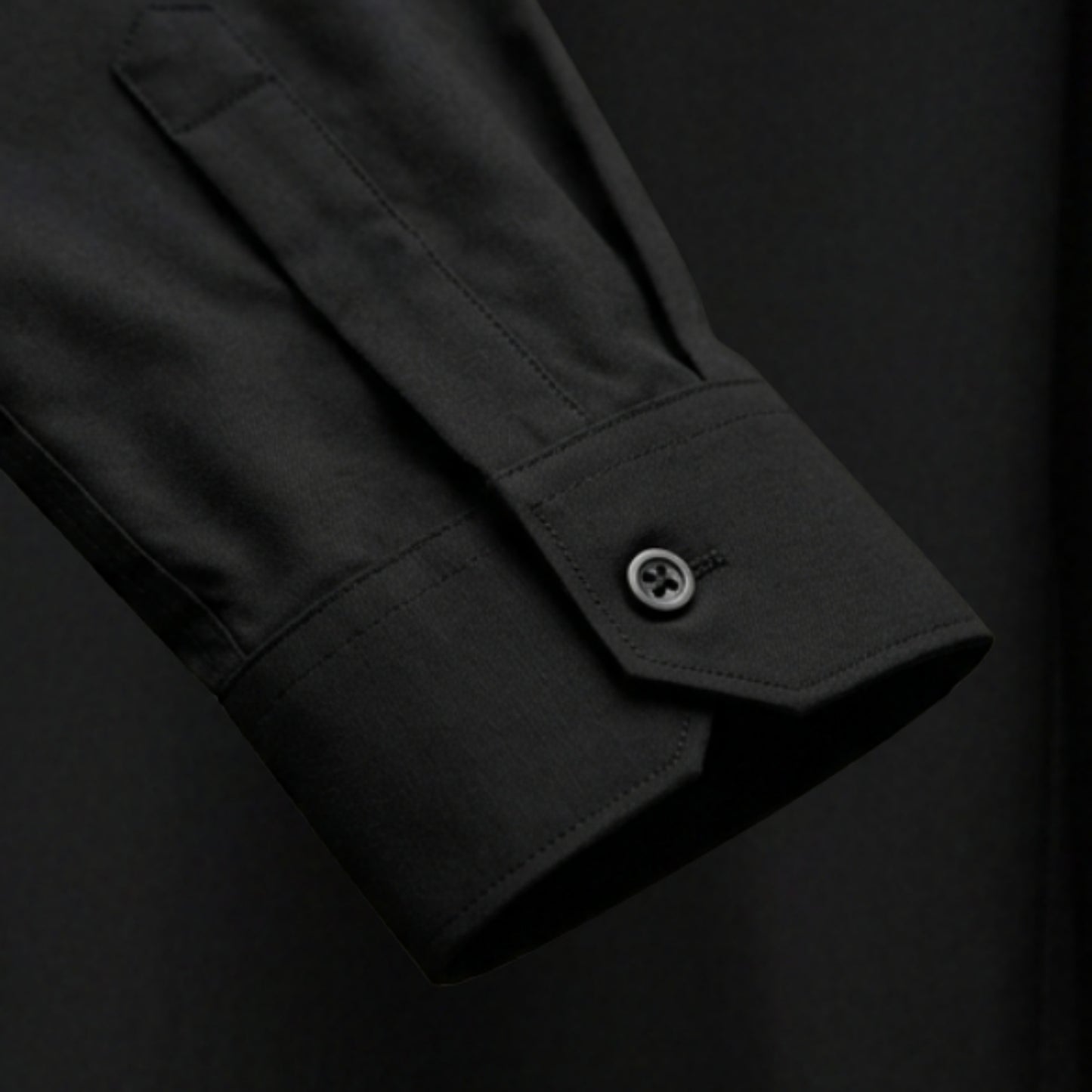 Black Cotton Satin Shirt