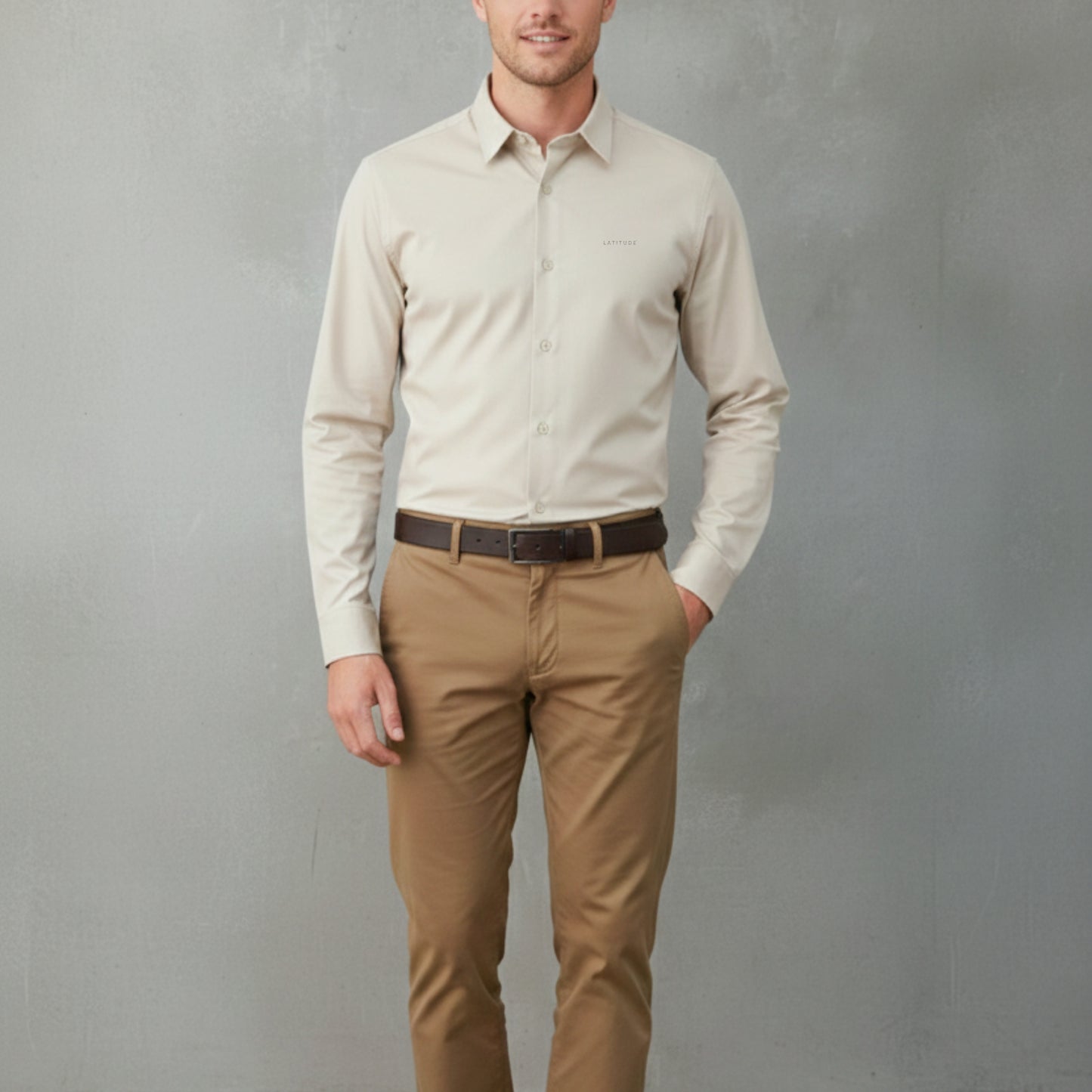 Beige Cotton Satin Shirt