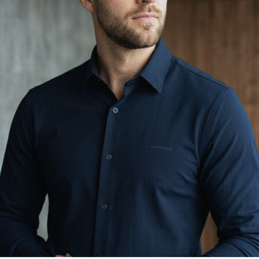 Midnight Blue Cotton Satin Shirt