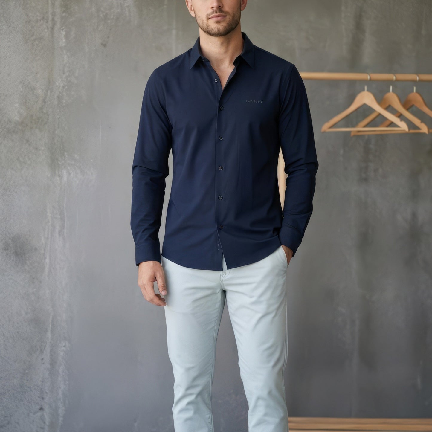 Midnight Blue Cotton Satin Shirt