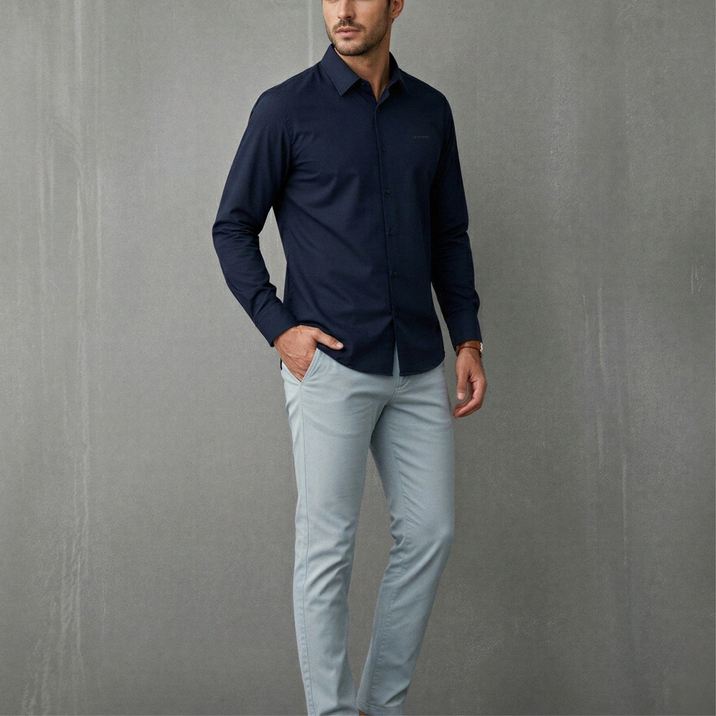 Midnight Blue Cotton Satin Shirt