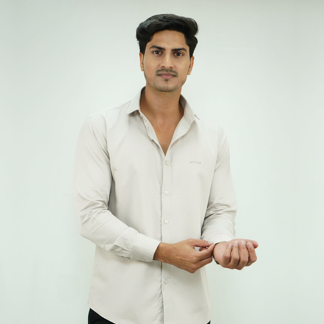 Light Beige Cotton Satin Shirt