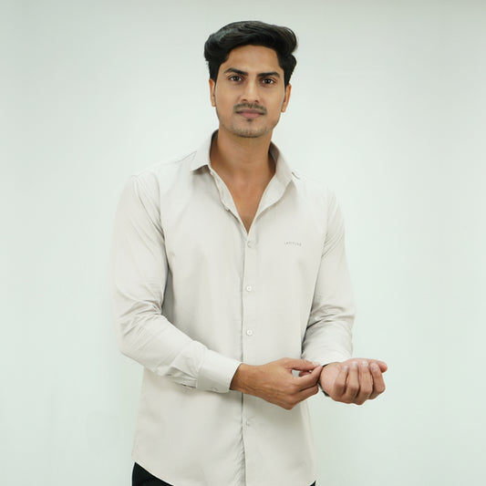 Light Beige Cotton Satin Shirt