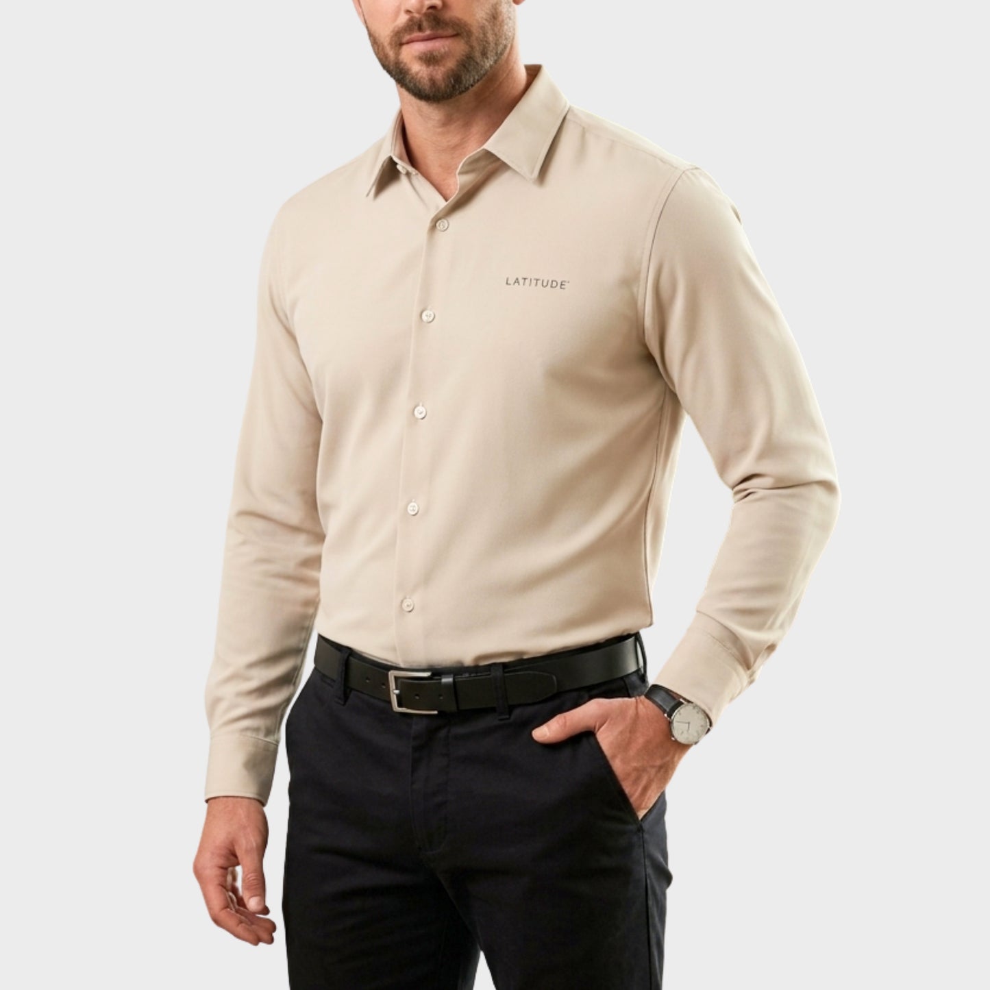 Beige Cotton Satin Shirt