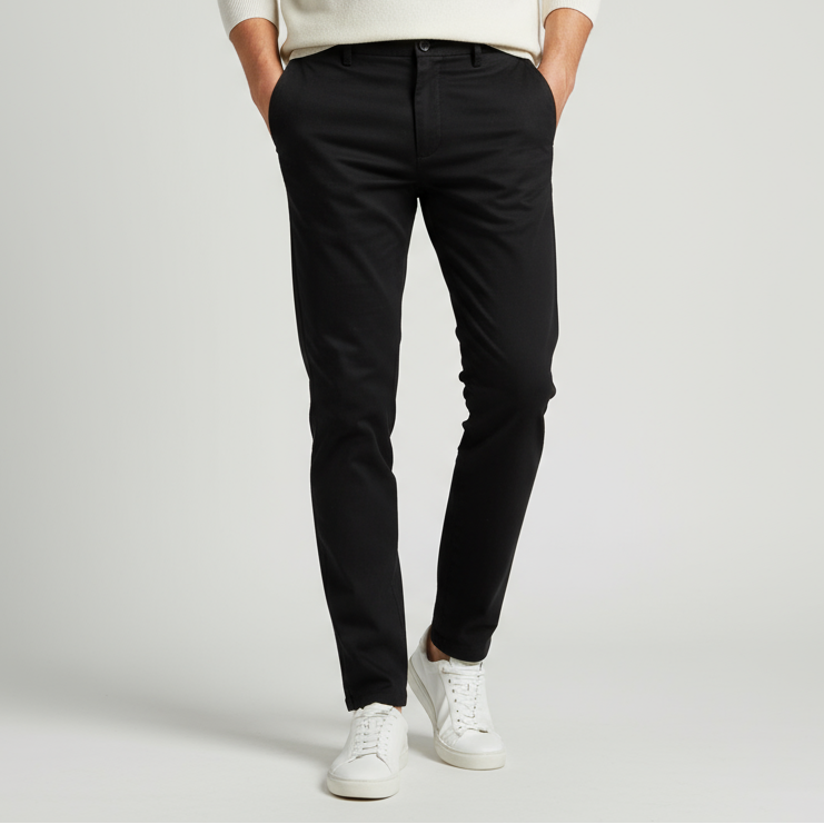 Black Cotton Chinos